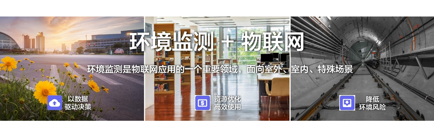 環(huán)境監(jiān)測(cè)+物聯(lián)網(wǎng)：環(huán)境監(jiān)測(cè)是物聯(lián)網(wǎng)應(yīng)用的一個(gè)重要領(lǐng)域，面向室外、 室內(nèi)、特殊場(chǎng)景